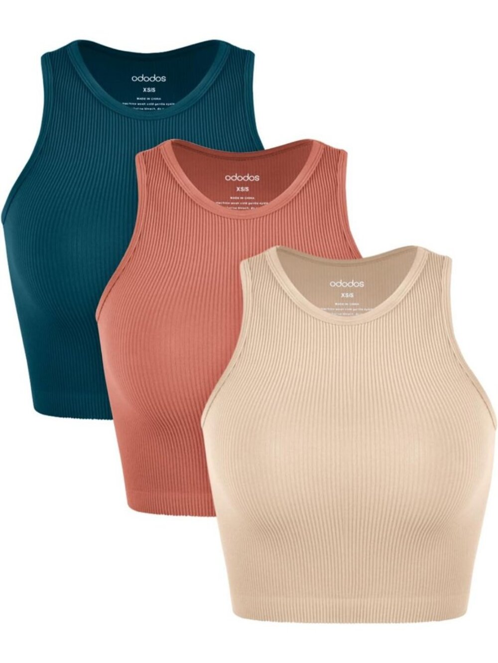 Seamless Crop Tank Tops for Women - 3-Pack Ribbed Soft High Neck Styles